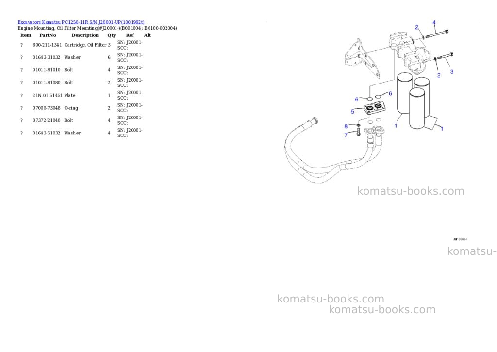 Komatsu PC1250-11R S/N J20001-UP Parts catalog cover Page 3