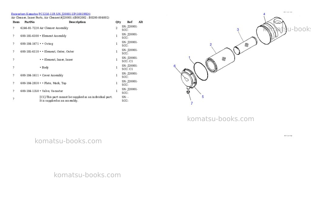 Komatsu PC1250-11R S/N J20001-UP Parts catalog cover Page 5