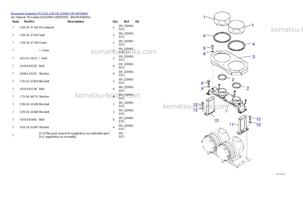 Komatsu PC1250-11R S/N J20001-UP Parts catalog cover Page 8