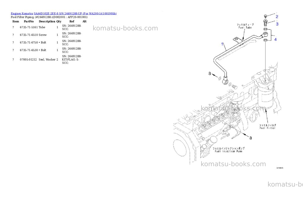 Komatsu SAA6D102E-2EE-8 S/N 26491288-UP (For WA200-5) Parts catalog cover Page 3
