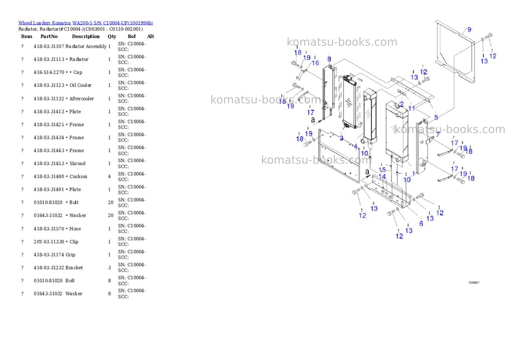 Komatsu WA200-5 S/N C10004-UP Parts catalog cover Page 10