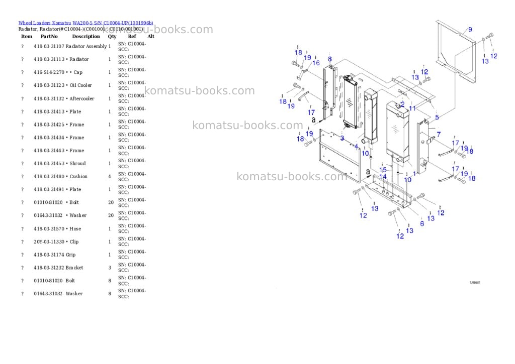 Komatsu WA200-5 S/N C10004-UP Parts catalog cover Page 2