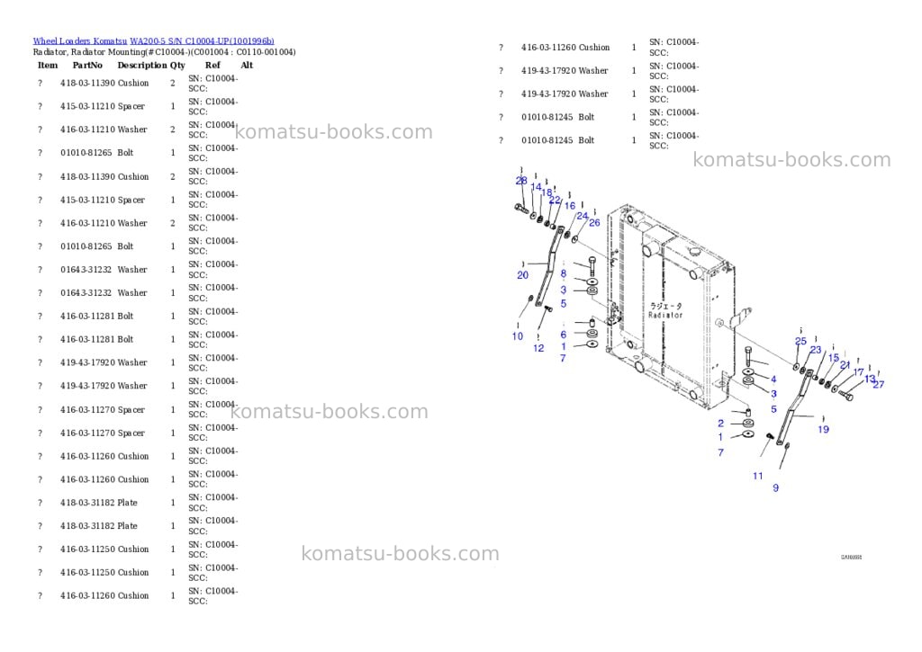 Komatsu WA200-5 S/N C10004-UP Parts catalog cover Page 5