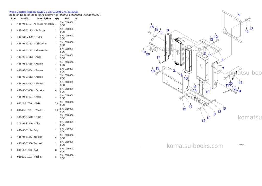 Komatsu WA200-5 S/N C10004-UP Parts catalog cover Page 6