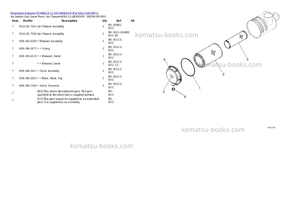 Komatsu PC490LCI-11 S/N 86044-UP (For KAL) Parts catalog cover