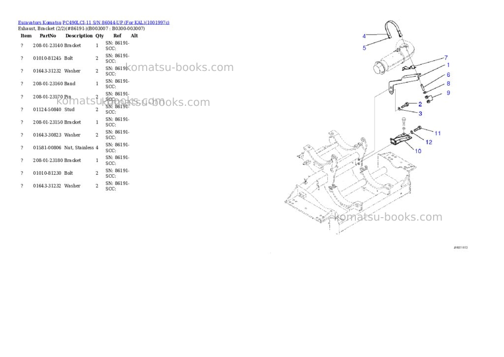 Komatsu PC490LCI-11 S/N 86044-UP (For KAL) Parts catalog cover Page 10