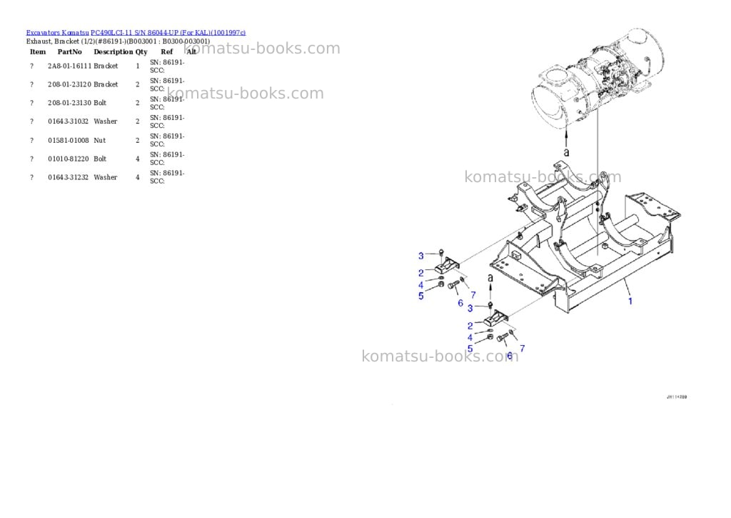 Komatsu PC490LCI-11 S/N 86044-UP (For KAL) Parts catalog cover Page 4
