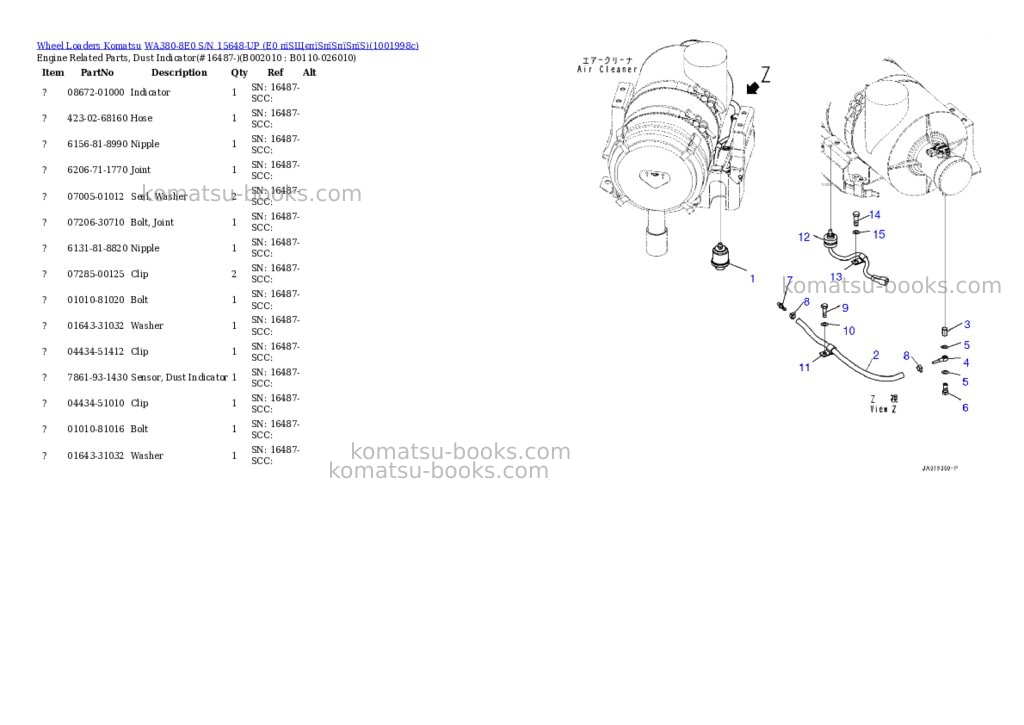 Komatsu WA380-8E0 S/N 15648-UP (E0 пїЅЩєпїЅпїЅпїЅпїЅ) Parts catalog cover Page 10