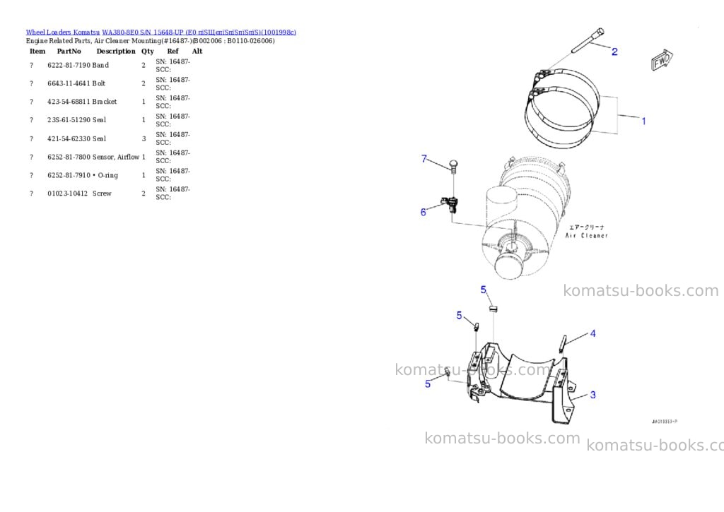 Komatsu WA380-8E0 S/N 15648-UP (E0 пїЅЩєпїЅпїЅпїЅпїЅ) Parts catalog cover Page 6