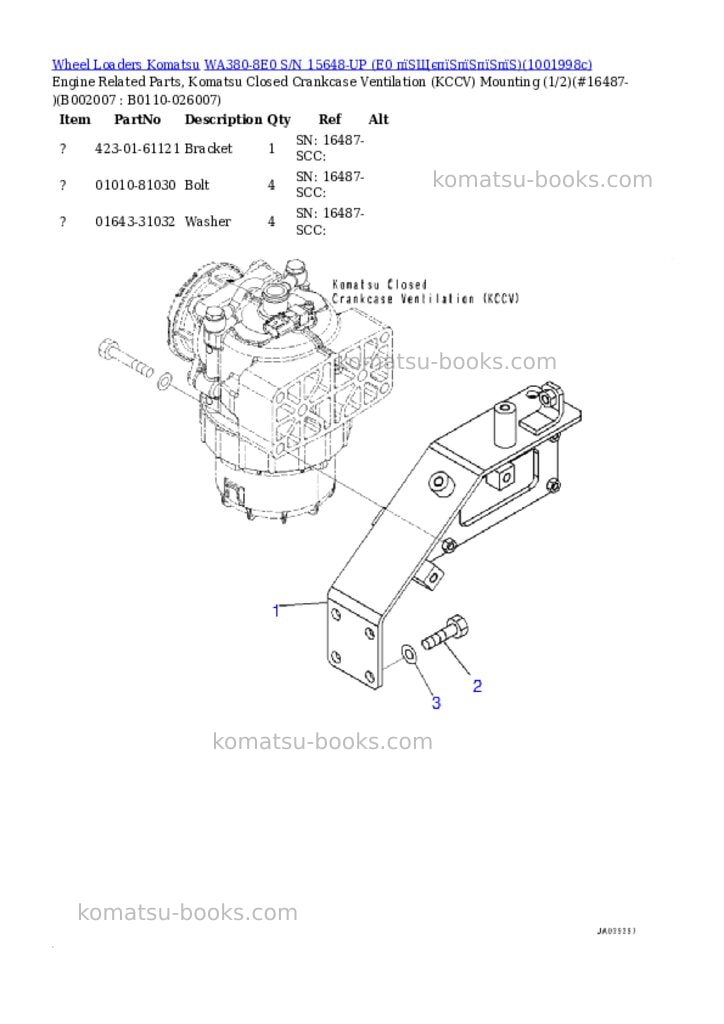 Komatsu WA380-8E0 S/N 15648-UP (E0 пїЅЩєпїЅпїЅпїЅпїЅ) Parts catalog cover Page 7