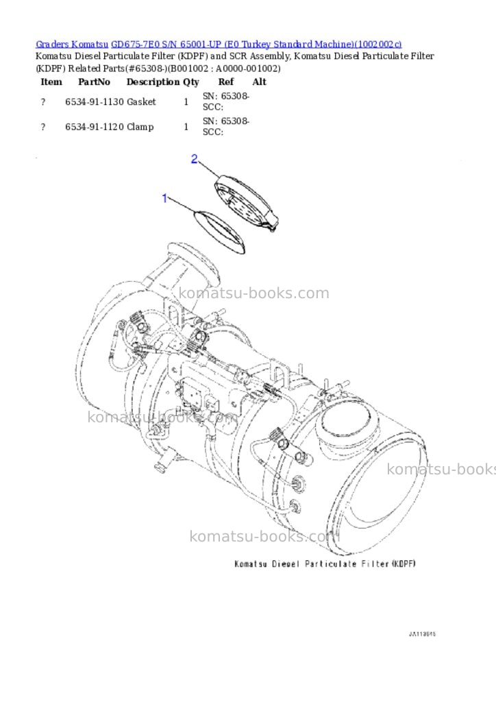 Komatsu GD675-7E0 S/N 65001-UP (E0 Turkey Standard Machine) Parts catalog cover Komatsu GD675-7E0 S/N 65001-UP (E0 Turkey Standard Machine) Parts catalog cover