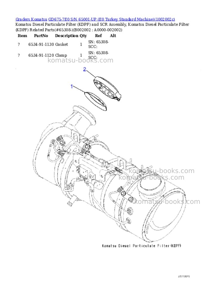 Komatsu GD675-7E0 S/N 65001-UP (E0 Turkey Standard Machine) Parts catalog cover Page 10 Komatsu GD675-7E0 S/N 65001-UP (E0 Turkey Standard Machine) Parts catalog cover Page 10