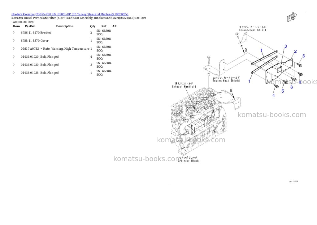 Komatsu GD675-7E0 S/N 65001-UP (E0 Turkey Standard Machine) Parts catalog cover Page 8 Komatsu GD675-7E0 S/N 65001-UP (E0 Turkey Standard Machine) Parts catalog cover Page 8