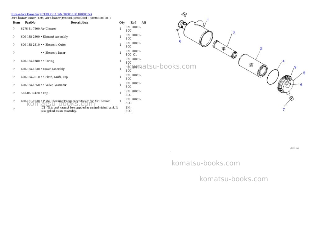 Komatsu PC130LC-11 S/N 90001-UP Parts catalog cover Page 3