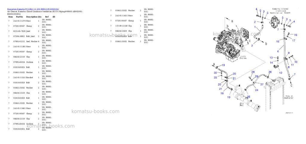 Komatsu PC130LC-11 S/N 90001-UP Parts catalog cover Page 7
