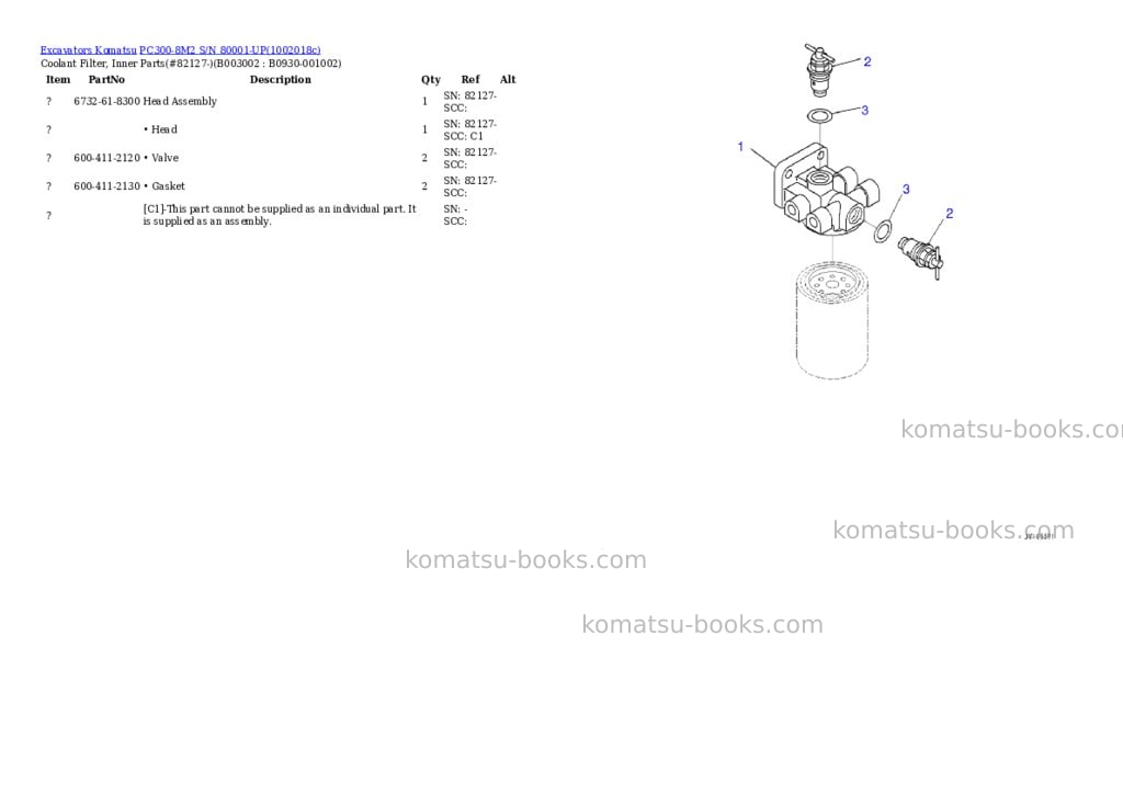 Komatsu PC300-8M2 S/N 80001-UP Parts catalog cover Page 3 Komatsu PC300-8M2 S/N 80001-UP Parts catalog cover Page 3