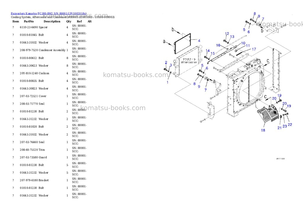 Komatsu PC300-8M2 S/N 80001-UP Parts catalog cover Page 7 Komatsu PC300-8M2 S/N 80001-UP Parts catalog cover Page 7