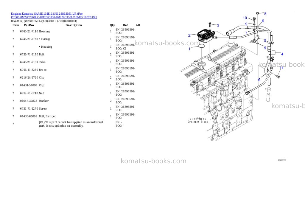 Komatsu SAA6D114E-3 S/N 26893591-UP (For PC300-8M2/PC300LC-8M2/PC350-8M2/PC350LC-8M2) Parts catalog cover Page 2