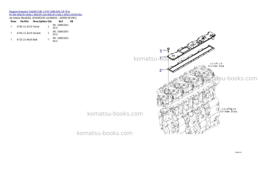 Komatsu SAA6D114E-3 S/N 26893591-UP (For PC300-8M2/PC300LC-8M2/PC350-8M2/PC350LC-8M2) Parts catalog cover Page 3