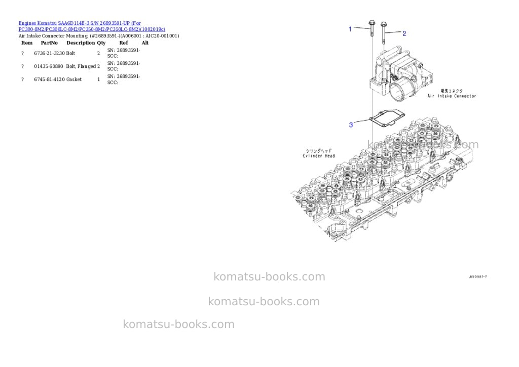 Komatsu SAA6D114E-3 S/N 26893591-UP (For PC300-8M2/PC300LC-8M2/PC350-8M2/PC350LC-8M2) Parts catalog cover Page 5
