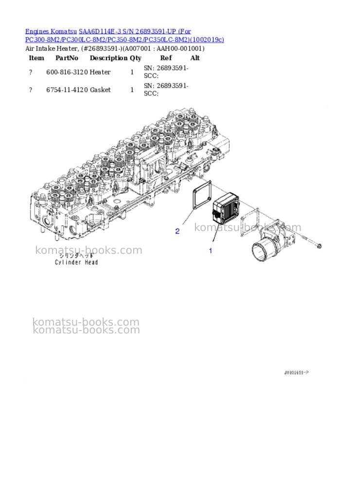 Komatsu SAA6D114E-3 S/N 26893591-UP (For PC300-8M2/PC300LC-8M2/PC350-8M2/PC350LC-8M2) Parts catalog cover Page 6
