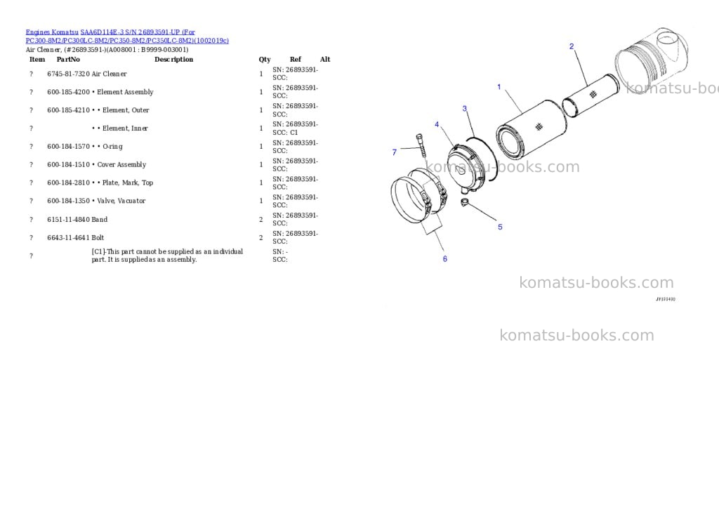 Komatsu SAA6D114E-3 S/N 26893591-UP (For PC300-8M2/PC300LC-8M2/PC350-8M2/PC350LC-8M2) Parts catalog cover Page 7