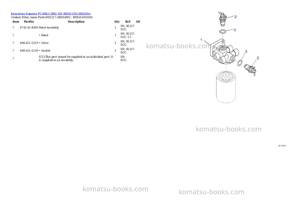 Komatsu PC300LC-8M2 S/N 80001-UP Parts catalog cover Page 3 Komatsu PC300LC-8M2 S/N 80001-UP Parts catalog cover Page 3