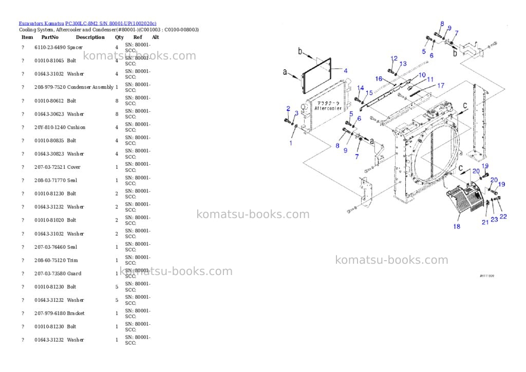 Komatsu PC300LC-8M2 S/N 80001-UP Parts catalog cover Page 7 Komatsu PC300LC-8M2 S/N 80001-UP Parts catalog cover Page 7