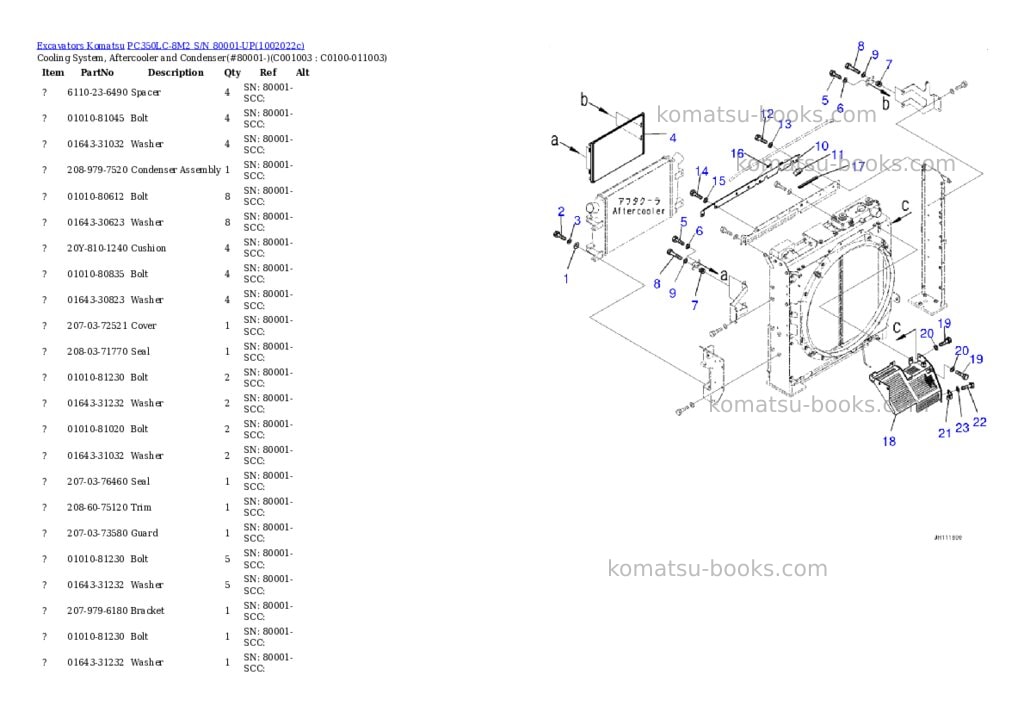 Komatsu PC350LC-8M2 S/N 80001-UP Parts catalog cover Page 7 Komatsu PC350LC-8M2 S/N 80001-UP Parts catalog cover Page 7