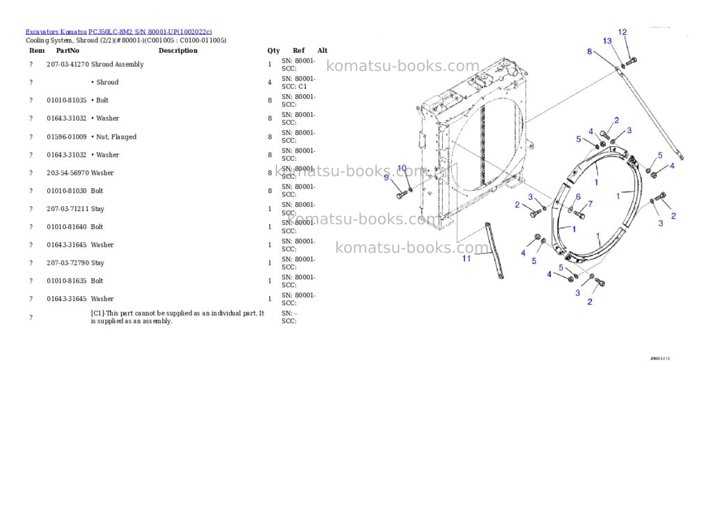 Komatsu PC350LC-8M2 S/N 80001-UP Parts catalog cover Page 9 Komatsu PC350LC-8M2 S/N 80001-UP Parts catalog cover Page 9