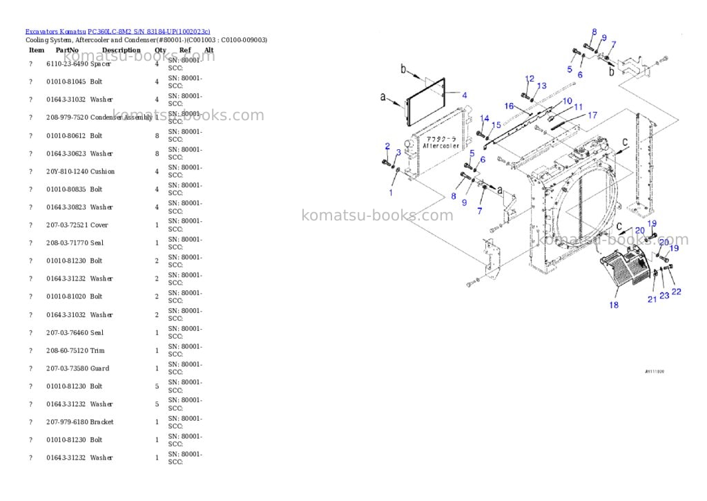 Komatsu PC360LC-8M2 S/N 83184-UP Parts catalog cover Page 7 Komatsu PC360LC-8M2 S/N 83184-UP Parts catalog cover Page 7