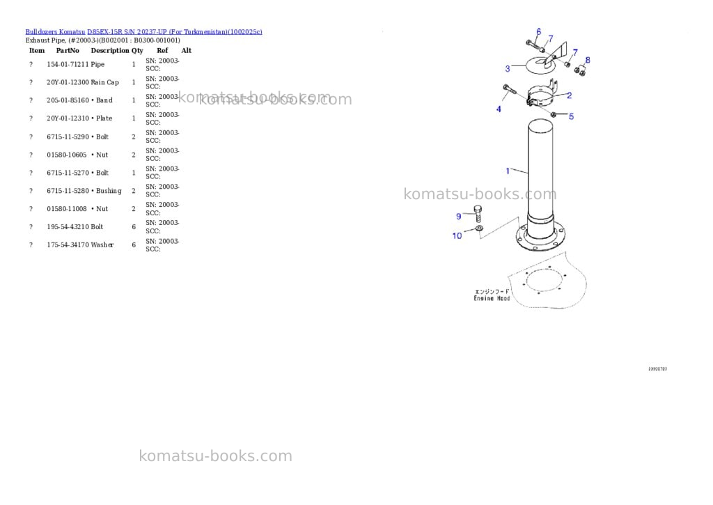 Komatsu D85EX-15R S/N 20237-UP (For Turkmenistan) Parts catalog cover