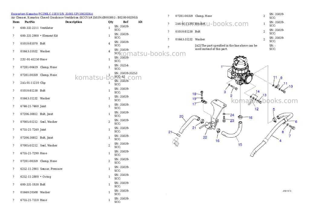 Komatsu PC290LC-11E0 S/N 35001-UP Parts catalog cover Page 9 Komatsu PC290LC-11E0 S/N 35001-UP Parts catalog cover Page 9