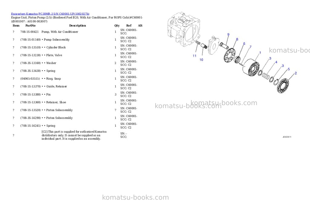 Komatsu PC30MR-3 S/N C60001-UP Parts catalog cover Page 6 Komatsu PC30MR-3 S/N C60001-UP Parts catalog cover Page 6