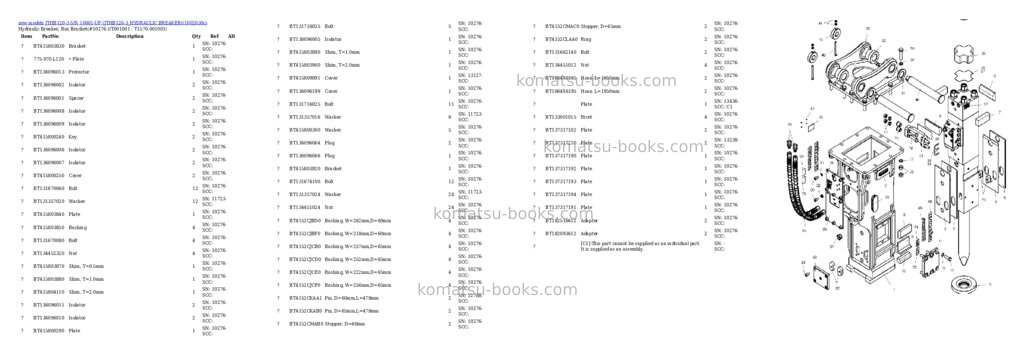 Komatsu JTHB120-3 S/N 10001-UP (JTHB120-3_HYDRAULIC BREAKER) Parts catalog cover