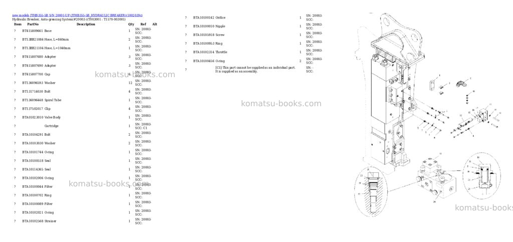 Komatsu JTHB355-5B S/N 20001-UP (JTHB355-5B_HYDRAULIC BREAKER) Parts catalog cover Page 3 Komatsu JTHB355-5B S/N 20001-UP (JTHB355-5B_HYDRAULIC BREAKER) Parts catalog cover Page 3