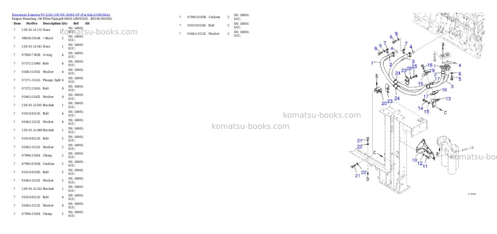 Komatsu PC1250-11R S/N 50001-UP (For KAL) Parts catalog cover