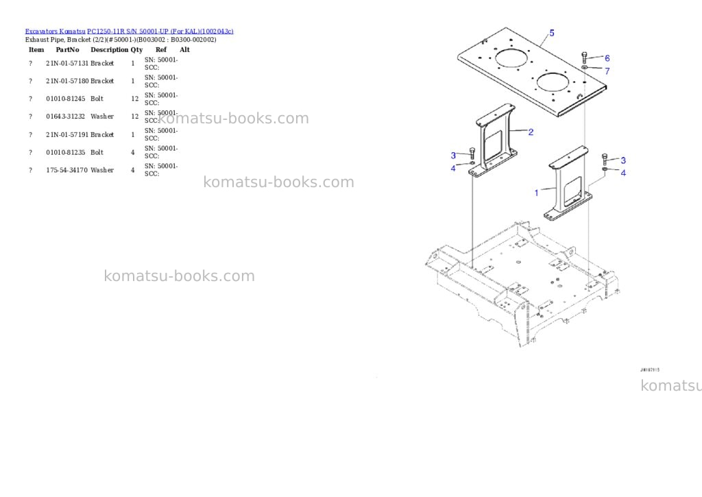 Komatsu PC1250-11R S/N 50001-UP (For KAL) Parts catalog cover Page 10