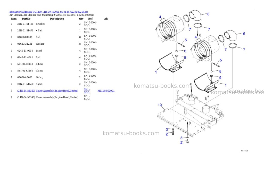Komatsu PC1250-11R S/N 50001-UP (For KAL) Parts catalog cover Page 4