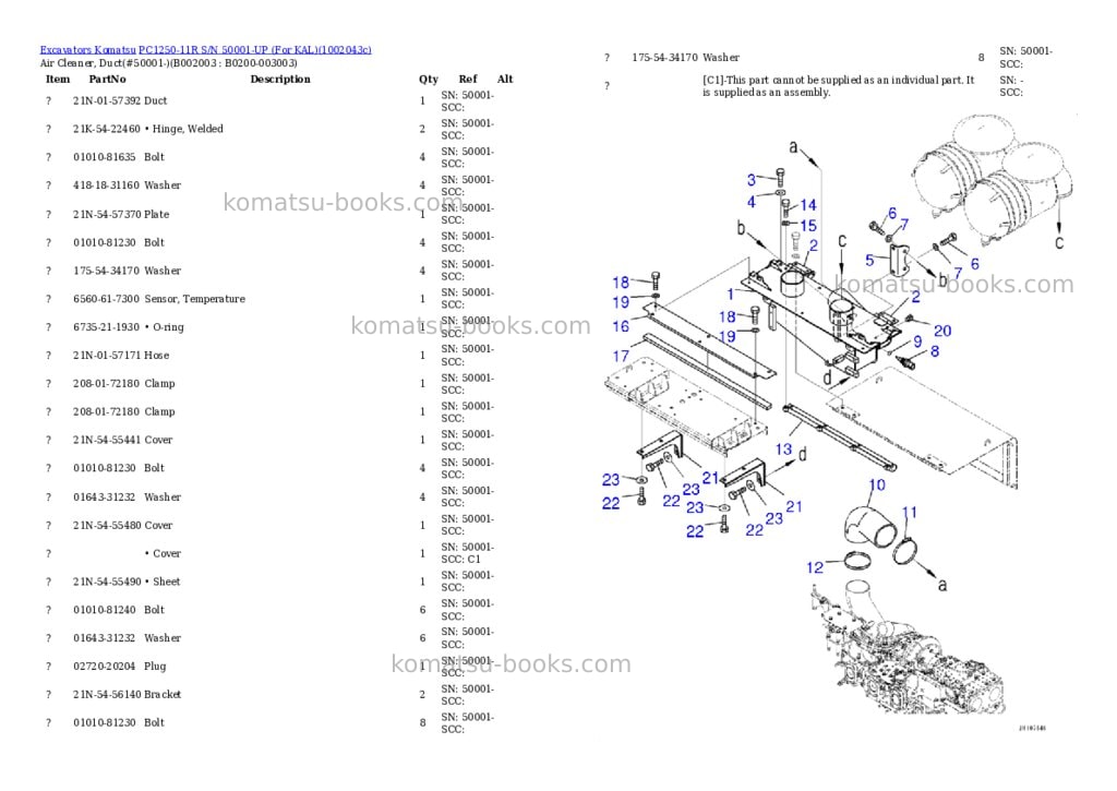 Komatsu PC1250-11R S/N 50001-UP (For KAL) Parts catalog cover Page 6