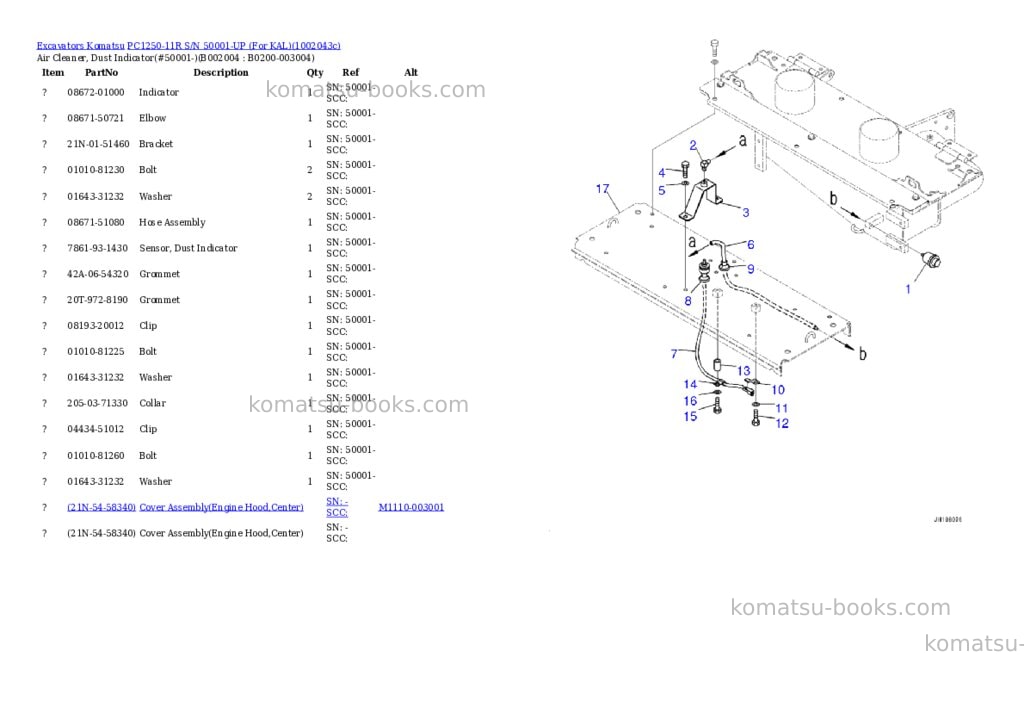 Komatsu PC1250-11R S/N 50001-UP (For KAL) Parts catalog cover Page 7