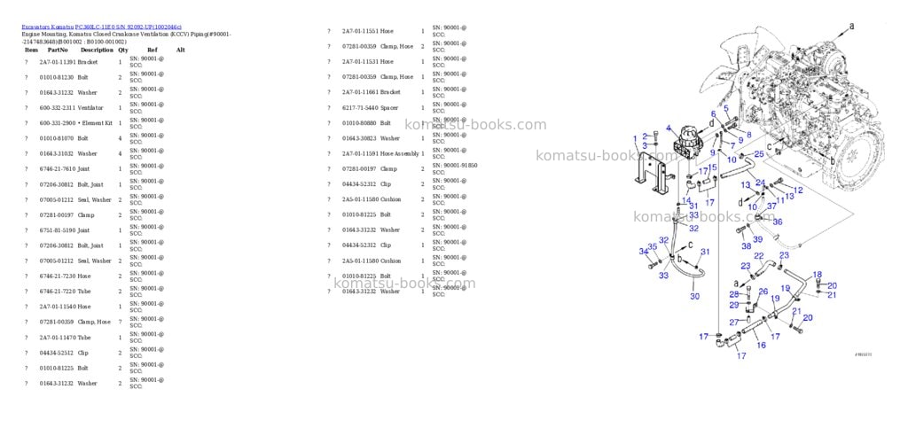 Komatsu PC360LC-11E0 S/N 92092-UP Parts catalog cover