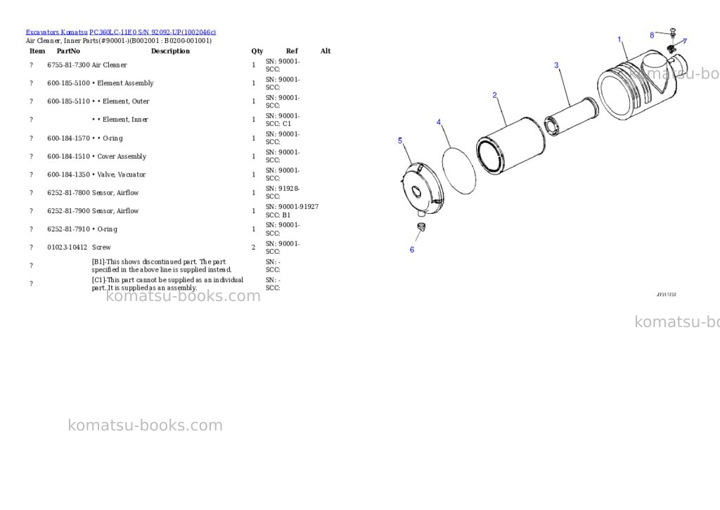 Komatsu PC360LC-11E0 S/N 92092-UP Parts catalog cover Page 3