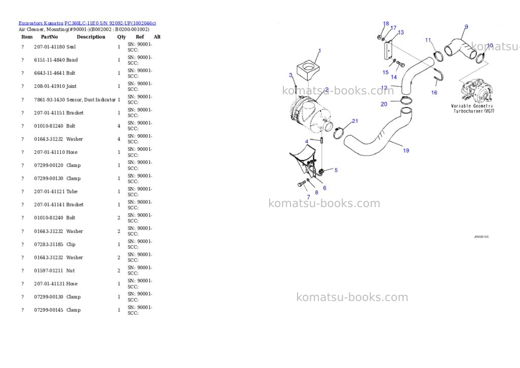 Komatsu PC360LC-11E0 S/N 92092-UP Parts catalog cover Page 4