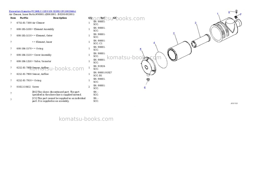 Komatsu PC360LC-11E0 S/N 92092-UP Parts catalog cover Page 5