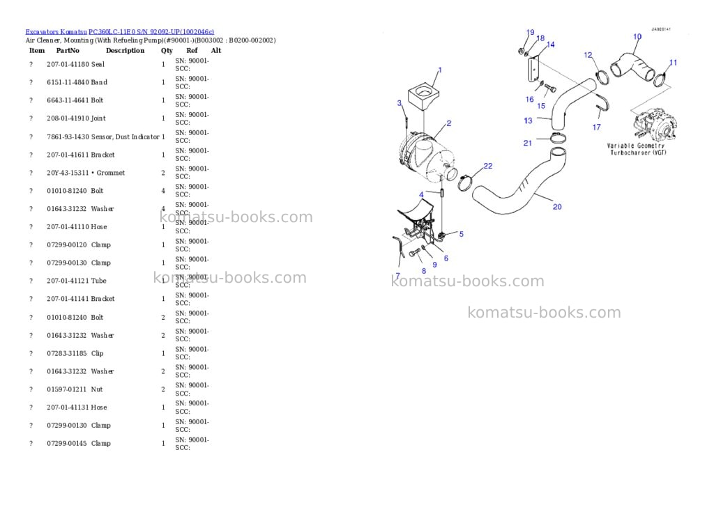 Komatsu PC360LC-11E0 S/N 92092-UP Parts catalog cover Page 6
