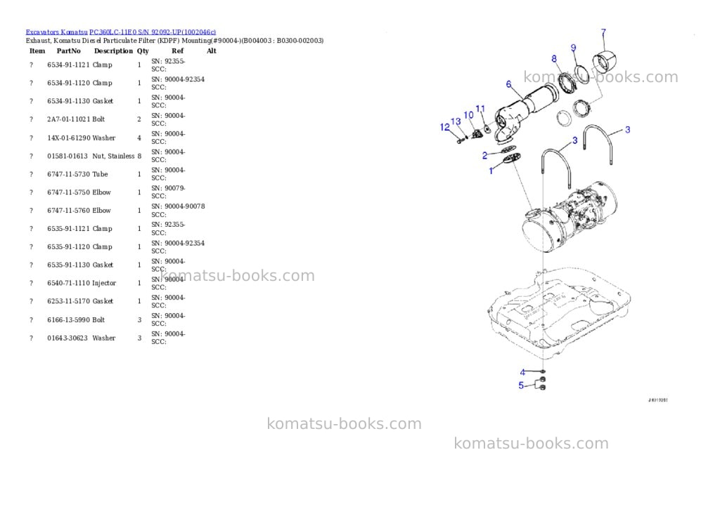 Komatsu PC360LC-11E0 S/N 92092-UP Parts catalog cover Page 9