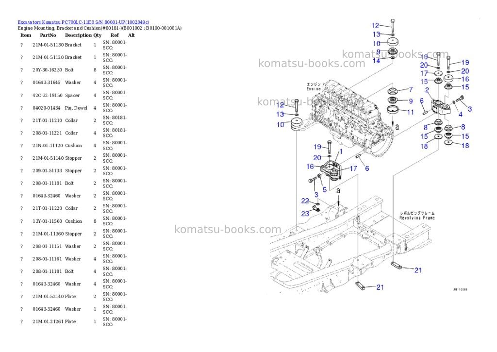 Komatsu PC700LC-11E0 S/N 80001-UP Parts catalog cover Komatsu PC700LC-11E0 S/N 80001-UP Parts catalog cover