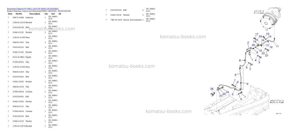 Komatsu PC700LC-11E0 S/N 80001-UP Parts catalog cover Page 5 Komatsu PC700LC-11E0 S/N 80001-UP Parts catalog cover Page 5