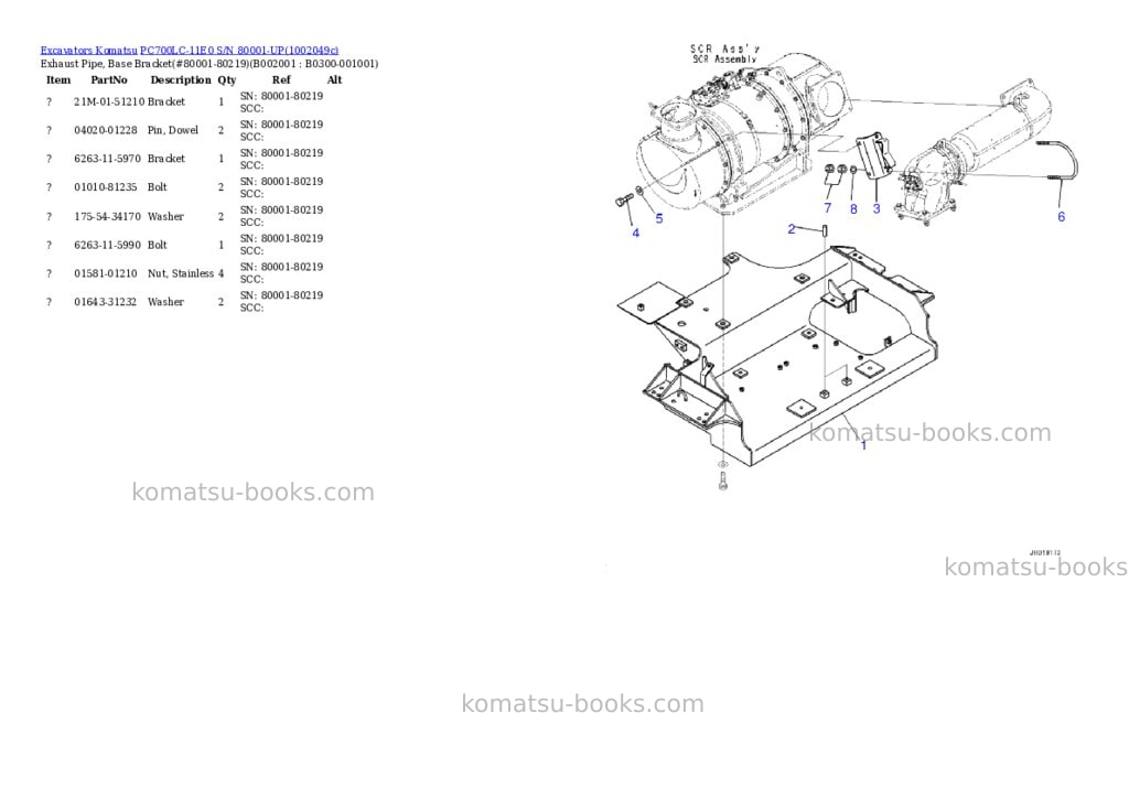 Komatsu PC700LC-11E0 S/N 80001-UP Parts catalog cover Page 6 Komatsu PC700LC-11E0 S/N 80001-UP Parts catalog cover Page 6